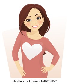 Girl in sweater with heart shape