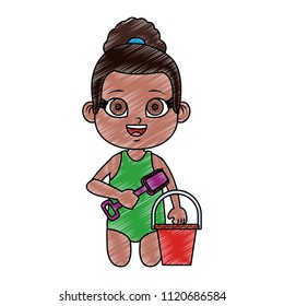 Girl in swim suit scribble