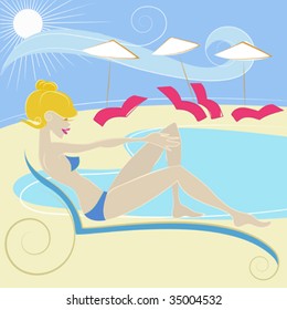 niña en vector de piscina