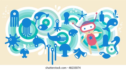 girl swimming in the sea