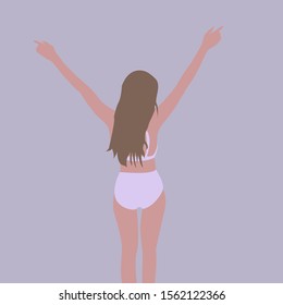 Girl in swimming suit, illustration, vector on white background.