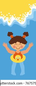 Girl swims in water