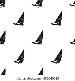 Girl in swimsuit on a sailing boat.The athlete involved in sailing at sea .Olympic sports single icon in black style vector symbol stock illustration.