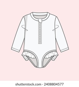 girl swimwear, kids swimwear, beachwear, jams, maillot, thong, trunks, two-piece flat sketch illustration