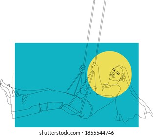 Girl swinging with joy vector illustration