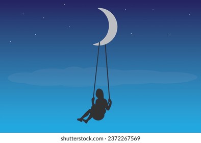 girl swings on swing from the moon