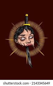 Girl with sword vector illustration