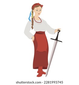 Chica con espada. Ilustración del vector