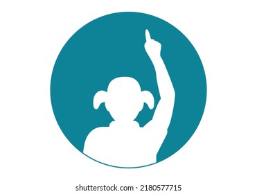 Girl symbol or icon raising her hand