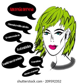 Girl, symptoms of anorexia nervosa 