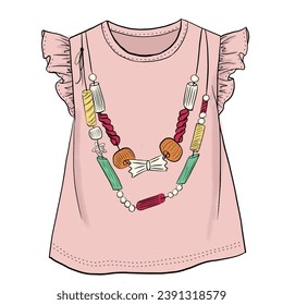 girl t shirand t print design illustration. Girl child tshirt pattern design. T shirt print trendy