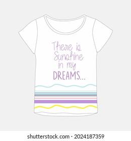 Girl t shirt design, Kids fashion vector illustration.