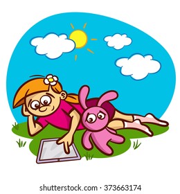 girl with the tablet