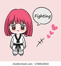 Girl Taekwondo Fighting Cute Martial Arts