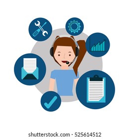 girl tail hair support operator assistance vector illustration eps 10