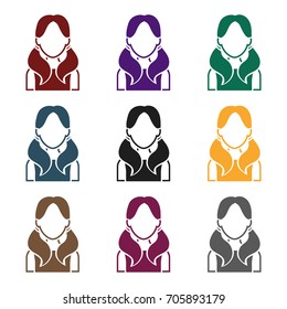 Girl with tails icon in black style isolated on white background. Avatar symbol stock vector illustration.