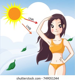 The girl take a the bikini is not afraid of the sun.