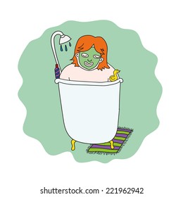girl takes a bath