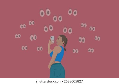girl takes selfie with lack of privacy