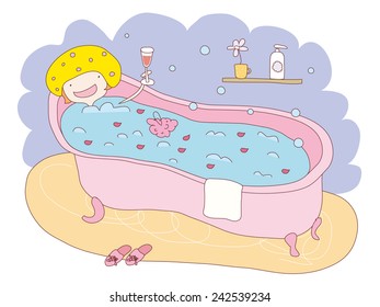 girl taking a bath