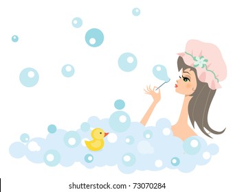 Girl taking the bath