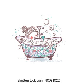 niña bañándose