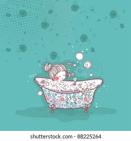 girl taking bath