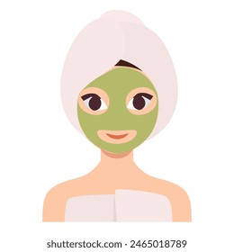The girl is taking care of herself, making a mask. Vector illustration. Isolated on white background.