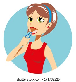 girl taking care of your oral hygiene. 