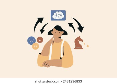 Chica tomando terapia cognitiva conductual ilustración vectorial