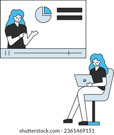 The girl is taking lecture online.
