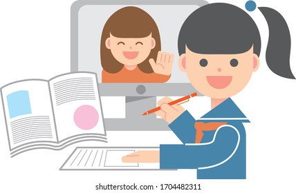 
Girl taking an online class
