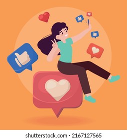 girl taking a selfie social media