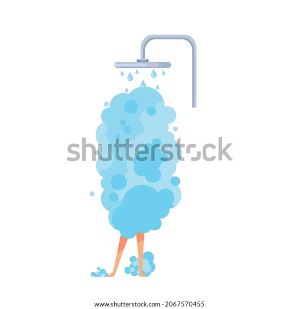 Girl Taking Shower Foam Vector Cartoon Stock Vector Royalty Free