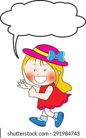 girl talk with blank speech bubble