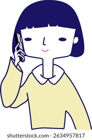 A girl is talking on the phone. 