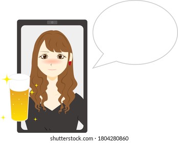 girl talking online. Vector illustration.