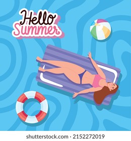 girl tanning in mat inflatable
