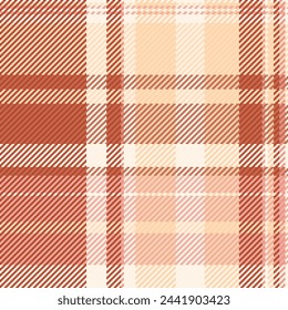 Fondo sin costuras de tartán de la muchacha, revista a cuadros patrón de verificación. Tela textil de textura vectorial de tira en color rojo y melocotón puff.