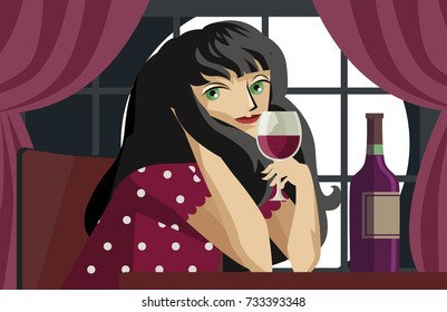 girl tasting red wine