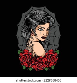 girl with tattoo clothing illustration