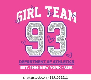 Girl Team college slogan vector illustration for t-shirt and other uses
