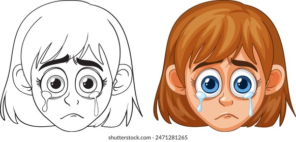 A girl with tears and sad expression