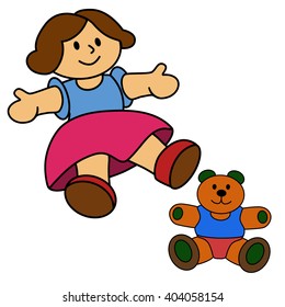 Girl and teddy bear