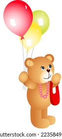 Girl teddy bear with balloons