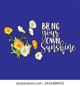 girl tee design brng your own sunshine colorful design.eps