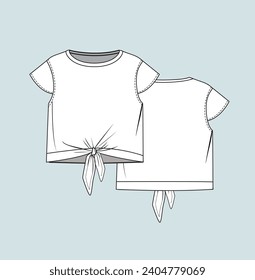 girl teen tee shirt blouse woven knitted top flat sketch illustration