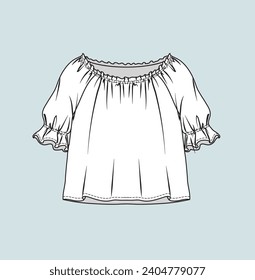 girl teen tee shirt blouse woven knitted top flat sketch illustration