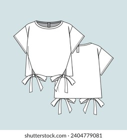 girl teen tee shirt blouse woven knitted top flat sketch illustration