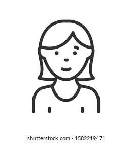 girl ,teenager ,human , linear icon. Editable stroke